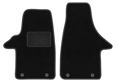 Image de Tapis de sol avant velours sur-mesure pour VW Transporter T5 (2003-2015, utilitaire, 2 rangées) noir, jeu 2 pièces, fixations - STANDRAD