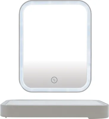 Immagine prodotto di MSV specchio per il trucco Specchio cosmetico Specchio per il bagno "Ania" con LED, color tortora