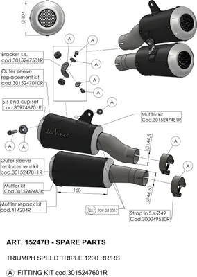 Produktbild von Endschalldämpfer LeoVince Auspuff-Ersatzteil, schwarz, 160mm für LV-10