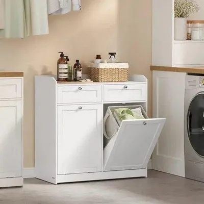 Produktbild von Famanu Badschrank mit 2 Schubladen und 2 Wäschekörben - Weiß