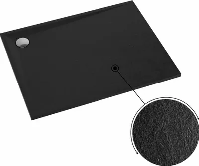 Produktbild von Sellon24® Duschtasse Duschwanne extraflache Acrylwanne Steinoptik Schwarz 80x100 rechteckig