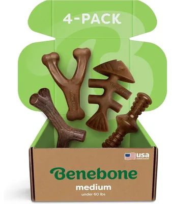 Produktbild von Benebone M 4er-Pack Hundespielzeug für Aggressive Kauer – bis 60 lbs