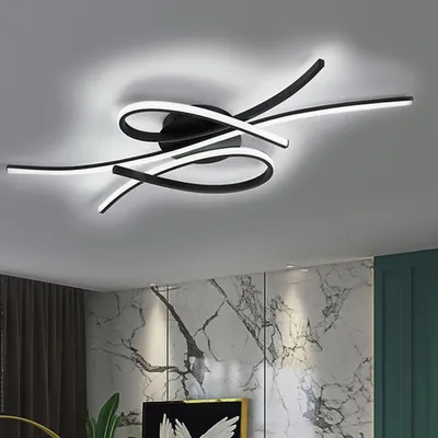 Produktbild von LED Deckenleuchten, Kreative linien Deckenlampe, Stufenlos Dimmbar, mit Fernbedienung, Moderne Wohnzimmerlampe, Einstellbare Helligkeiten
