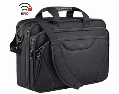 Obrázek produktu pro Brašna na notebook 17 palců - Voděodpudivá - Nylonová - Blokování RFID proti krádeži - Aktovka - Černá
