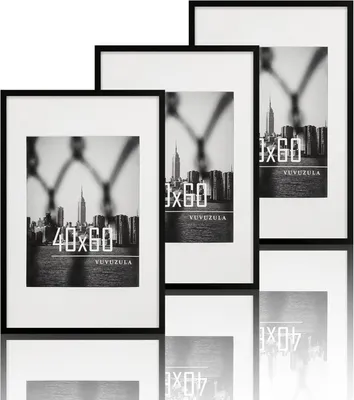 Produktbild von Bilderrahmen 40x60 cm, 3er Set, schwarz, mit Passepartout, für Wohnzimmer