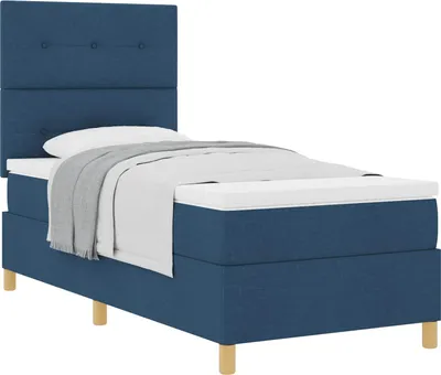 Immagine prodotto di vidaXL Letto a molle con materasso e testiera blu 90 x 200 cm in tessuto