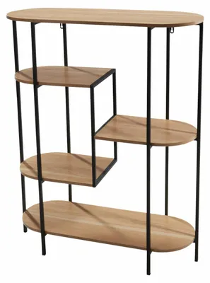 Image de HOWHOMELY | Étagère sur pied - Étagère en métal - marron - noir - 77 x 33 x 95 cm - Bibliothèque - Décorative
