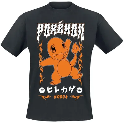 Produktbild von Pokémon T-Shirt Herren Glumanda Rock schwarz Fan-Merch, Gaming 100% Baumwolle XL