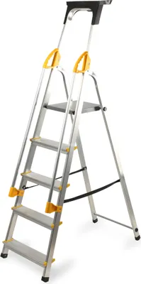 Produktbild von Hliníkový rebrík KADAX, "Bykle", 162 cm, rebrík so zábradlím, 5 stupňov