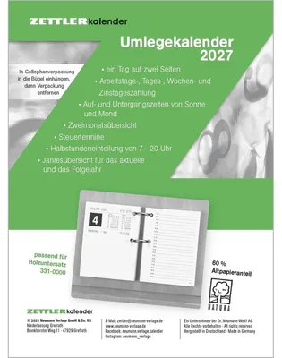 Produktbild von Umlegkalender 1T/2S 8x10,8 2027