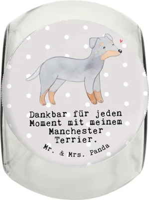 Produktbild von Mr. & Mrs. Panda Dose Manchester Terrier Moment L 870ml - Grau Pastell - Geschenk, schraubglas, Vorratsbehälter, glasbehälter, Vorratsglas, Keksdose