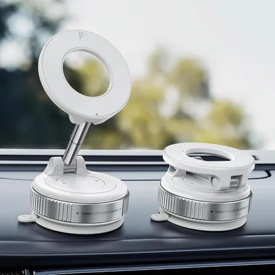 Produktbild von Vakuum Magnetische Handyhalterung Auto für MagSafe, 720° Faltbar, 20X N56 Magnete, Saugnapf für Kfz/Spiegel/Küche/Fitness, für iPhone 12-17, Weiß