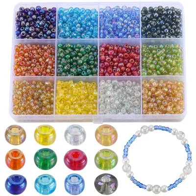 Glasperlen 4 mm 156 g 12 Farben Rocailles für DIY Schmuck