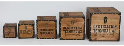 Produktbild von 5 Stück Holzkisten Würfel Set 5 Größen Kisten mit Deckel Boxen quadratisch 16-38cm