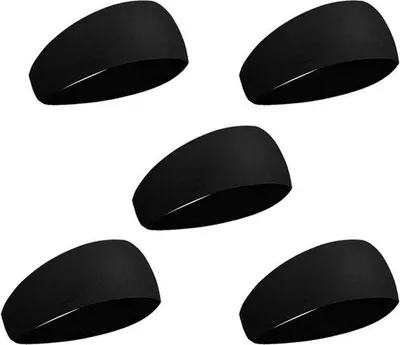 Productafbeelding van Sporthoofdbanden - Zweetband Haarband - Tijdens het sporten - Elastisch en ademend - 5 stuks - Zwart