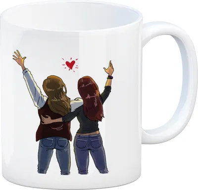 Produktbild von Freundinnen Kaffeebecher mit Spruch und Mädels-Motiv