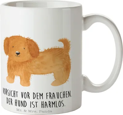 Produktbild von Mr. & Mrs. Panda haferl Hund Flauschig - Weiß - Geschenk, Kaffeetasse, Hundespruch, Hunde, Tasse, Teetasse, schöne, Sprüche, Henkelbecher, Witzig, Bedruckte