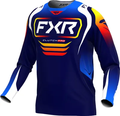 Image de Maillot de motocross FXR Clutch Pro 2025, orange/bleu clair/bleu foncé, taille S