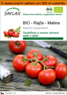 Obrázek produktu pro SAFLAX Garden in the bag - BIO - Rajče - Matina - Solanum lycopersicum - 10 Semena - S pěstebním substrátem v praktickém samovztyčovacím sáčku