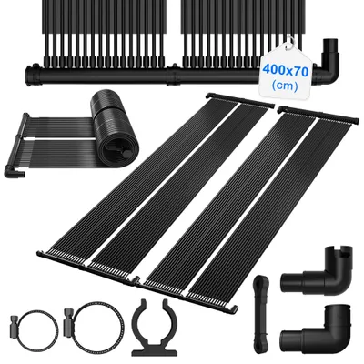 Produktbild von QEENTOE Solar Poolheizmatte 400x140cm, UV-beständiger Kunststoff Solarkollektor für Schwimmbad, erweiterbar Solarheizung Warmwasser inkl. Adapter