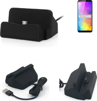 Produktbild von K-S-Trade Docking-Station kompatibel mit Cubot Power Ladestation Dock Ladegerät Docking Station Tischständer Ständer inkl. USB Typ C Kabel schwarz