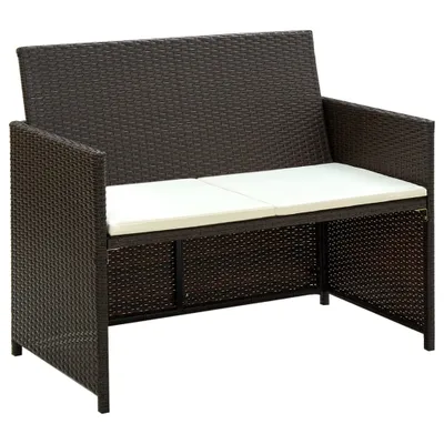 Image de vidaXL Ensemble de salon de jardin 4 pièces avec coussins Poly rotin brun