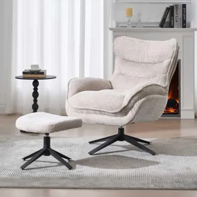 Produktbild von Drehbarer Loungesessel HEAVEN champagner-beige Strukturstoff