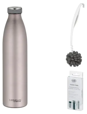 Zdjęcie produktu dla Butelka termosowa THERMOS TC, 1,00 l, kolor różowy, matowy – zestaw promocyjny z szczotką do czyszczenia CLEAN FIX, 30 cm | HAN 4067371100 | EAN 5010576987075