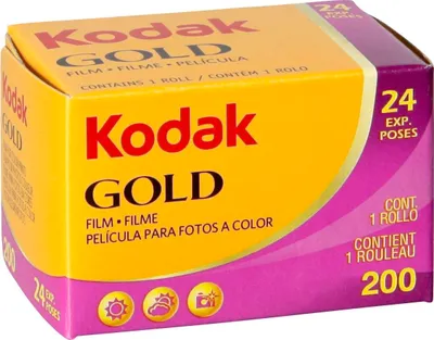 A product box for Kodak Gold 200 film.