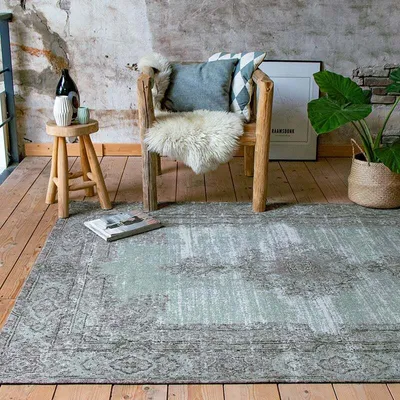 Produktbild von Volero - Teppich Vintage - Dreams Grün Grau - 200x290 cm - Wohnzimmer, Esszimmer, Schlafzimmer - Klassik, Industrielle