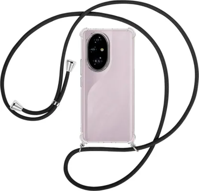 Produktbild von Handykette Backcover-Schutzhülle mit Band (Metall silberfarben) für Honor 200 Pro - schwarz