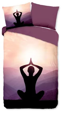 Productafbeelding van Pure Dekbedovertrek "Yoga" - Paars - (140x220 cm) - 100% Polyester