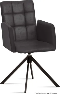 Produktbild von Armlehnstuhl drehbar (2er-Set) Deeann 52x91x60 Schwarz/Anthrazit