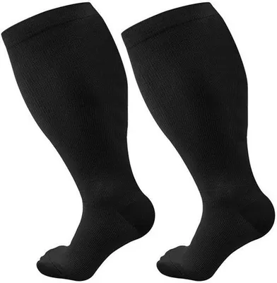 Image de Bas de contention unisexes larges pour les mollets, genouillères élastiques, bas grandes tailles, 2XL