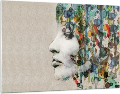 Produktbild von Bilder auf glas - Gesicht Frau - 120x80cm - Glasbilder - Wandbilder - Kunstdruck - zum Aufhängen bereit - Wanddekoration aus Glas - Glas Bilder - Wandbild auf Glas - Einteilig - GAA120x80-3533
