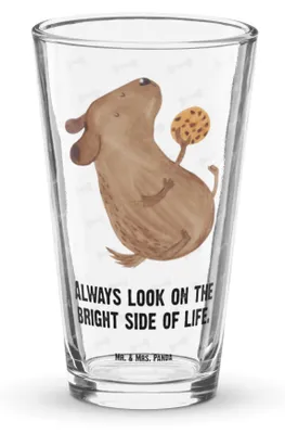 Produktbild von Mr. & Mrs. Panda Glas Hund Keks - Transparent - Geschenk, Wasserglas, Hundeleckerli, Leckerli, Sprüche, Optimistisch, Cocktailglas, Longdrinkglas, Trinkglas, Bierglas