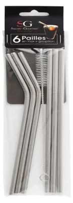 Produktbild von Secret De Gourmet Rostfrei 78113 Strohhalm Mit Reinigungsbürste 6 Einheiten Silber Silber One Size