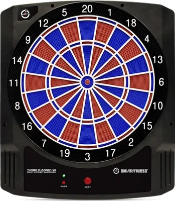 Immagine prodotto di Smartness bersaglio elettronico Turbo Charger 4.0 distanza 2 fori con app rosso-blu 8 giocatori freccette morbide cavo USB 17 giochi 312 varianti bersaglio