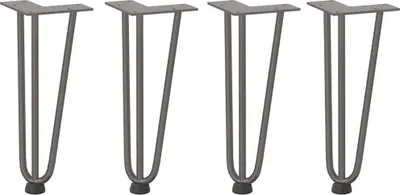 Image de vidaXL Pieds en épingle à cheveux pour table basse 4 pcs. Acier naturel 30 cm massif