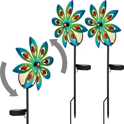 Produktbild von 2er Set LED Solarleuchte, Glaskugel, Windrad, bunt, H 50 cm