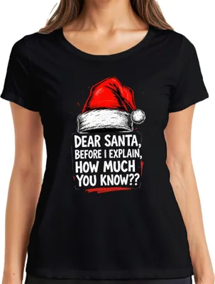 Produktbild von Dear Santa before I explain how much lustig Weihnachten Mütze Damen T-Shirt, Schwarz, XXL