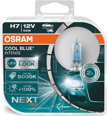 Produktbild von title": "OSRAM Scheinwerferlampe Cool Blue Intense H7, 2 Stück, SB-verpackt, bis zu 100% heller, bis zu 5000 K, mit Silberkappe