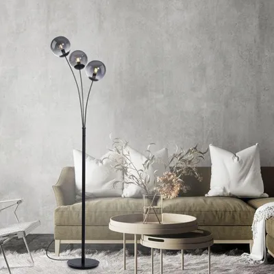 Obrázek produktu pro Stojací lampa, černá, kouřové sklo, V 185 cm