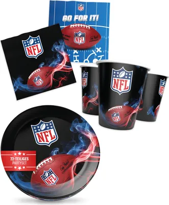 Produktbild von NFL Party Paket Schwarz Deko 64tlg mit 12 Tellern 12 Bechern und 40 Servietten
