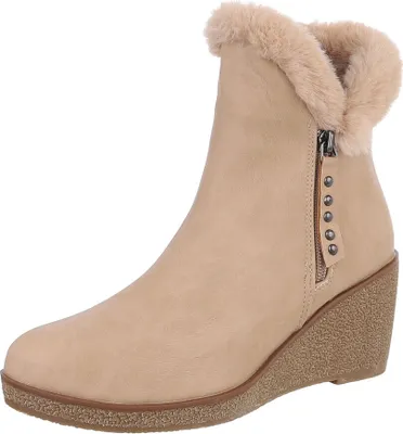Produktbild von Ital-Design Damen Stiefeletten High-Heel Stiefeletten Leicht gefüttert Lederoptik Keilstiefeletten 87108702 Beige Gr.  39