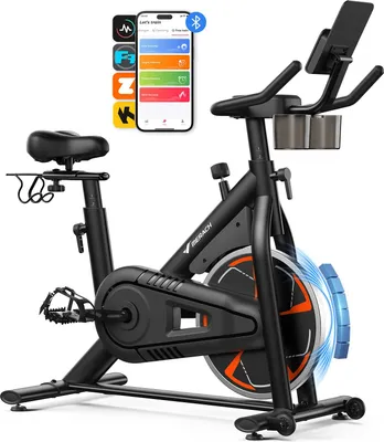 Image de Vélo d'appartement magnétique MERACH, volant d'inertie 8 kg, 8 niveaux de résistance, écran LCD, APP compatible, charge 150 kg, silencieux