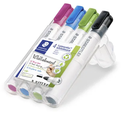 Produktbild von STAEDTLER Lumocolor 351 Whiteboard-Marker mit Rundspitze Box mit 4  Farben, Sortierung 2