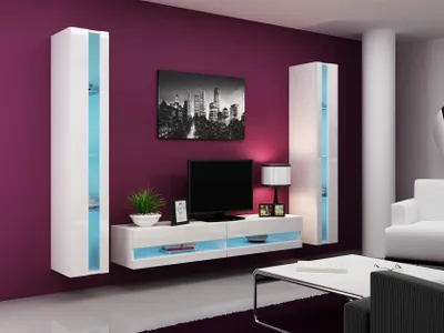 Produktbild von Mediawand Wohnwand 3 tlg -  SENTIC 3 - Weiss Hochglanz inkl. LED