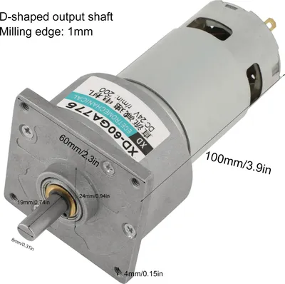 Obrázok produktu pre 35W Micro DC kovový prevodový motor s nastaviteľnou rýchlosťou CW/CCW (24V 200 ot./min.)