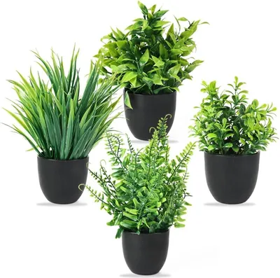 Produktbild von 4er Set Künstliche Pflanzen mit Topf - Dekorative Kunstpflanzen für Wohnräume